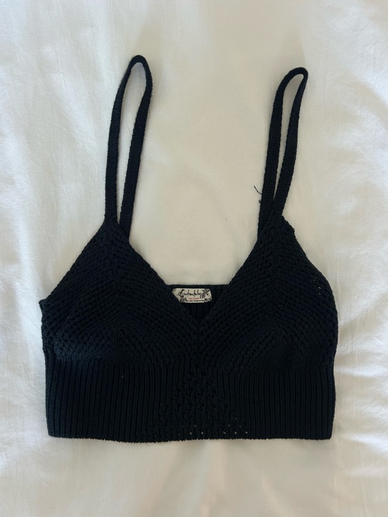 Free People Tops - Free People Black Chunky Knit Sweater Crop Top size S